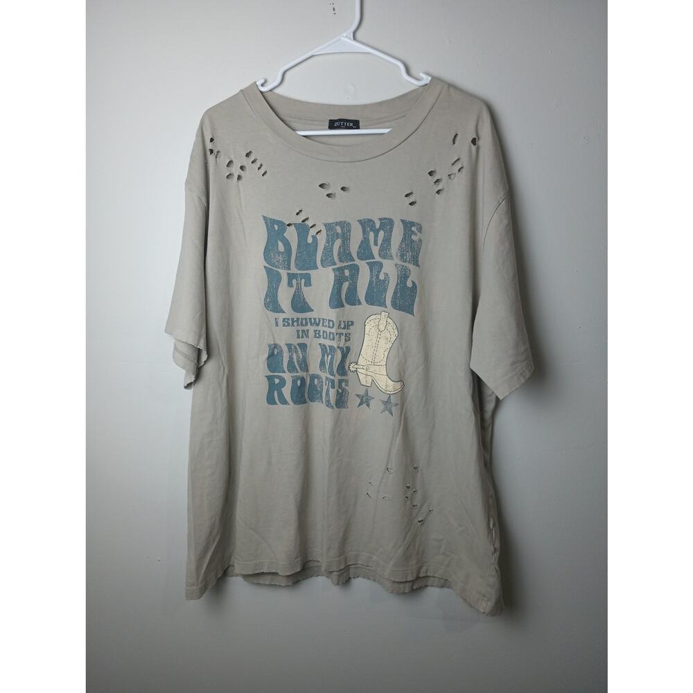 Zutter Blame it all on my roots‎ Distressed Band T-Shirt Women's Medium/Large
